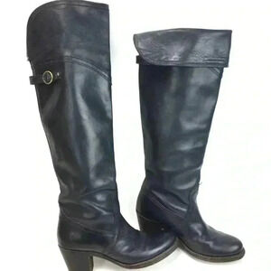 Frye black leather Jane tall cuff boots women size 6.5 riding over knee western
